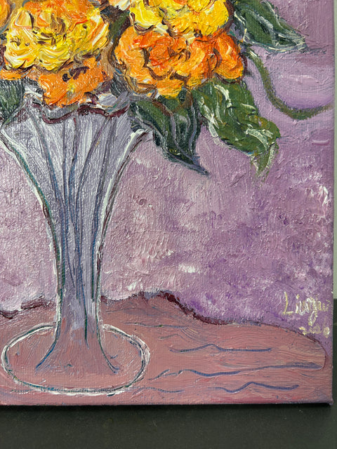 Yellow Roses on Lavender
