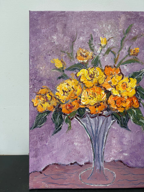 Yellow Roses on Lavender
