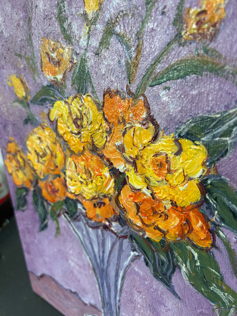 Yellow Roses on Lavender