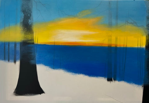 Snow Forest Sunrise Oil Painting
