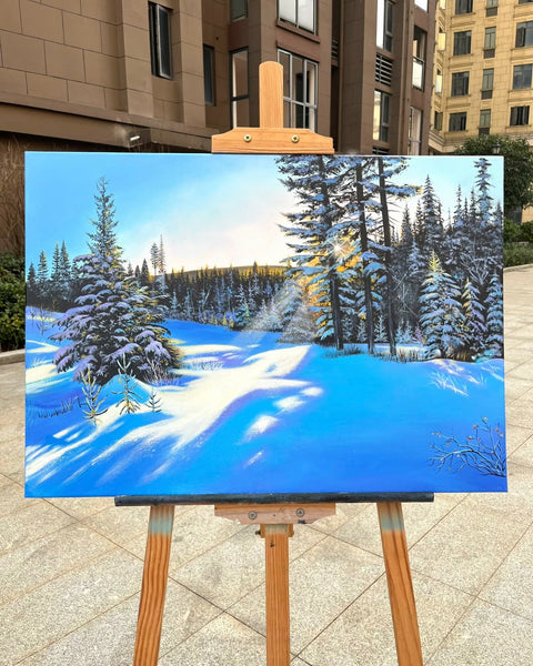 Snowy Pine Forest Oil Painting