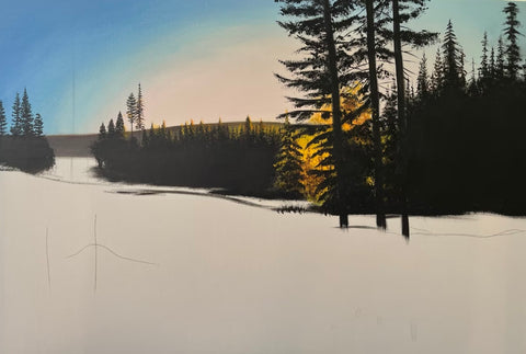 Snowy Pine Forest Oil Painting