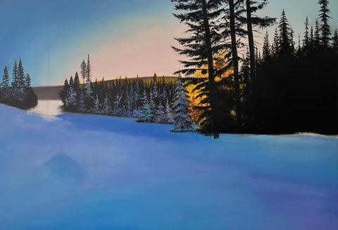 Snowy Pine Forest Oil Painting