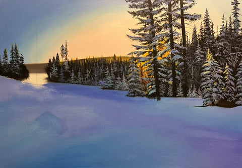 Snowy Pine Forest Oil Painting