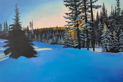Snowy Pine Forest Oil Painting