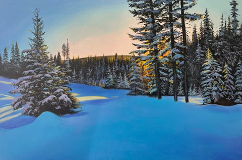 Snowy Pine Forest Oil Painting