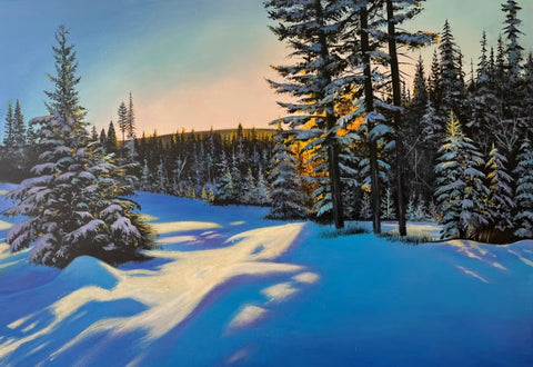 Snowy Pine Forest Oil Painting