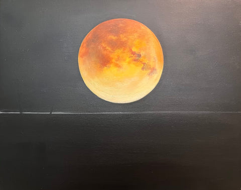 Full Moon Lakeside Oil Painting