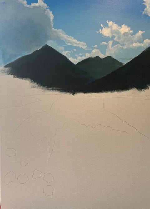 Mountain Lake Wildflower Oil Painting