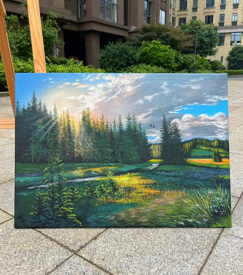 Morning Pine Valley Oil Painting
