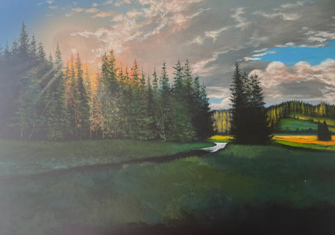 Morning Pine Valley Oil Painting