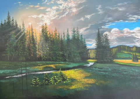 Morning Pine Valley Oil Painting