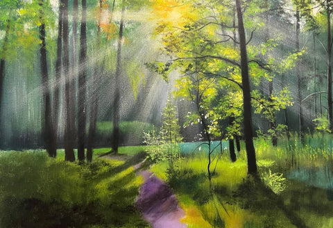 Forest Morning Light Oil Painting