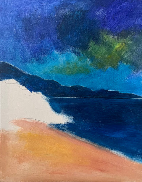 Starry Coast Night Oil Painting