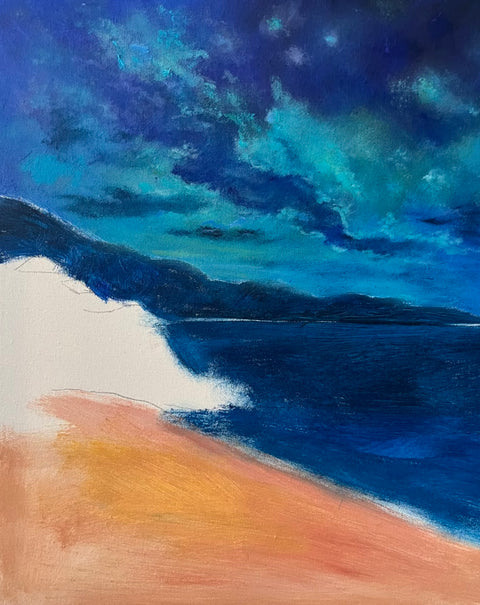 Starry Coast Night Oil Painting