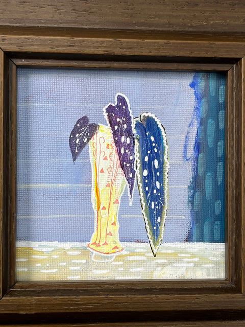 Indigo Leaves Yellow Vase