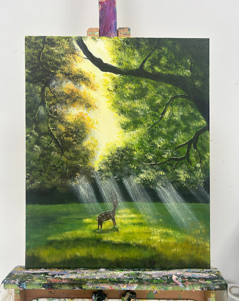 Deer in the Sunlit Forest