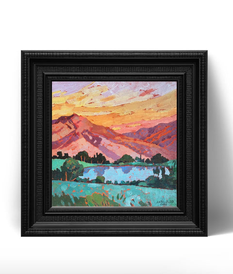 Twilight over Mountains and Lake
