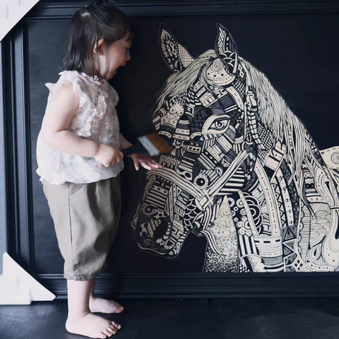 Totem Horse Woodcut