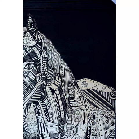 Totem Horse Woodcut