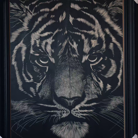 Majestic Tiger Woodcut Print