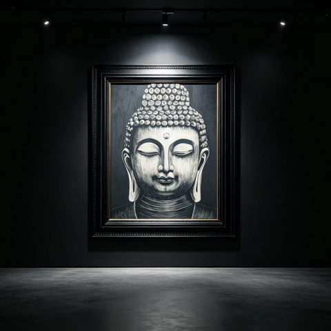 Serene Buddha Woodcut Print