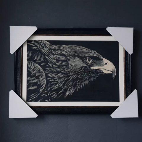 Sharp-eyed Eagle Woodcut Print