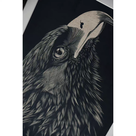 Sharp-eyed Eagle Woodcut Print