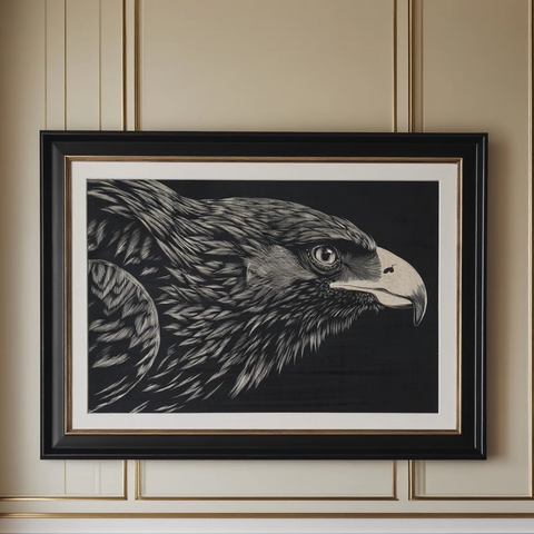 Sharp-eyed Eagle Woodcut Print