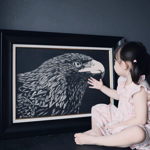 Sharp-eyed Eagle Woodcut Print