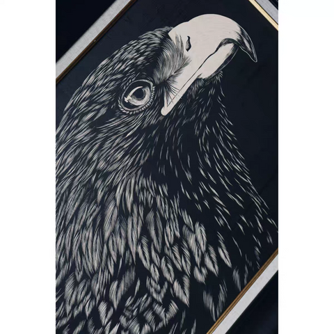 Sharp-eyed Eagle Woodcut Print