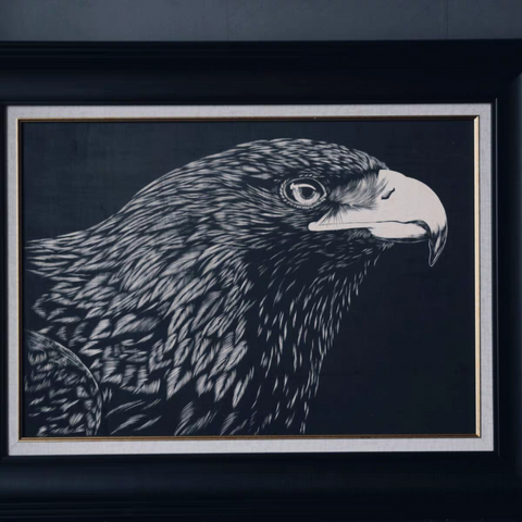 Sharp-eyed Eagle Woodcut Print