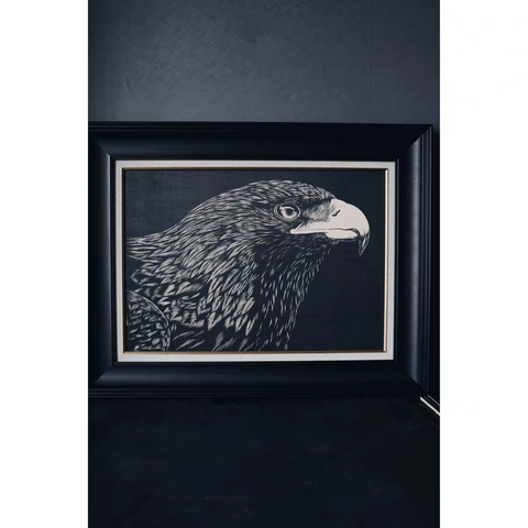 Sharp-eyed Eagle Woodcut Print