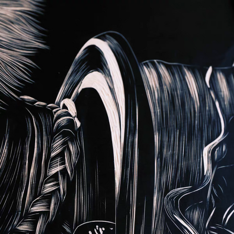 Monkey King Woodcut Print