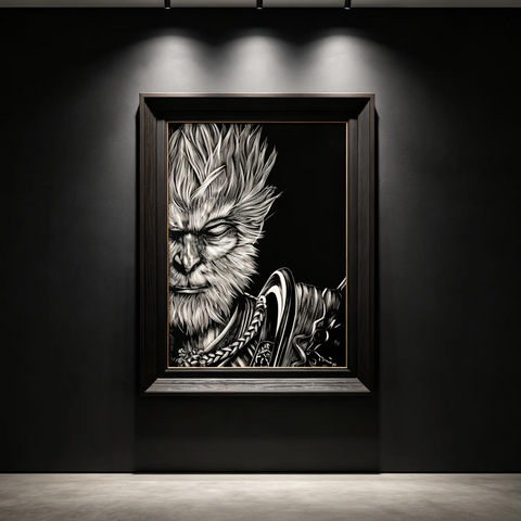 Monkey King Woodcut Print