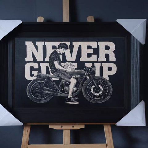 Never Give Up Woodcut Print
